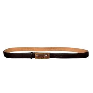 Italian LEATHER Dress Belt Womens Size XL Bollorini BROWN Fused BUBBLE Glass